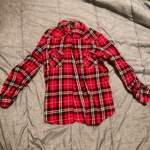 Red plaid flannel shirt